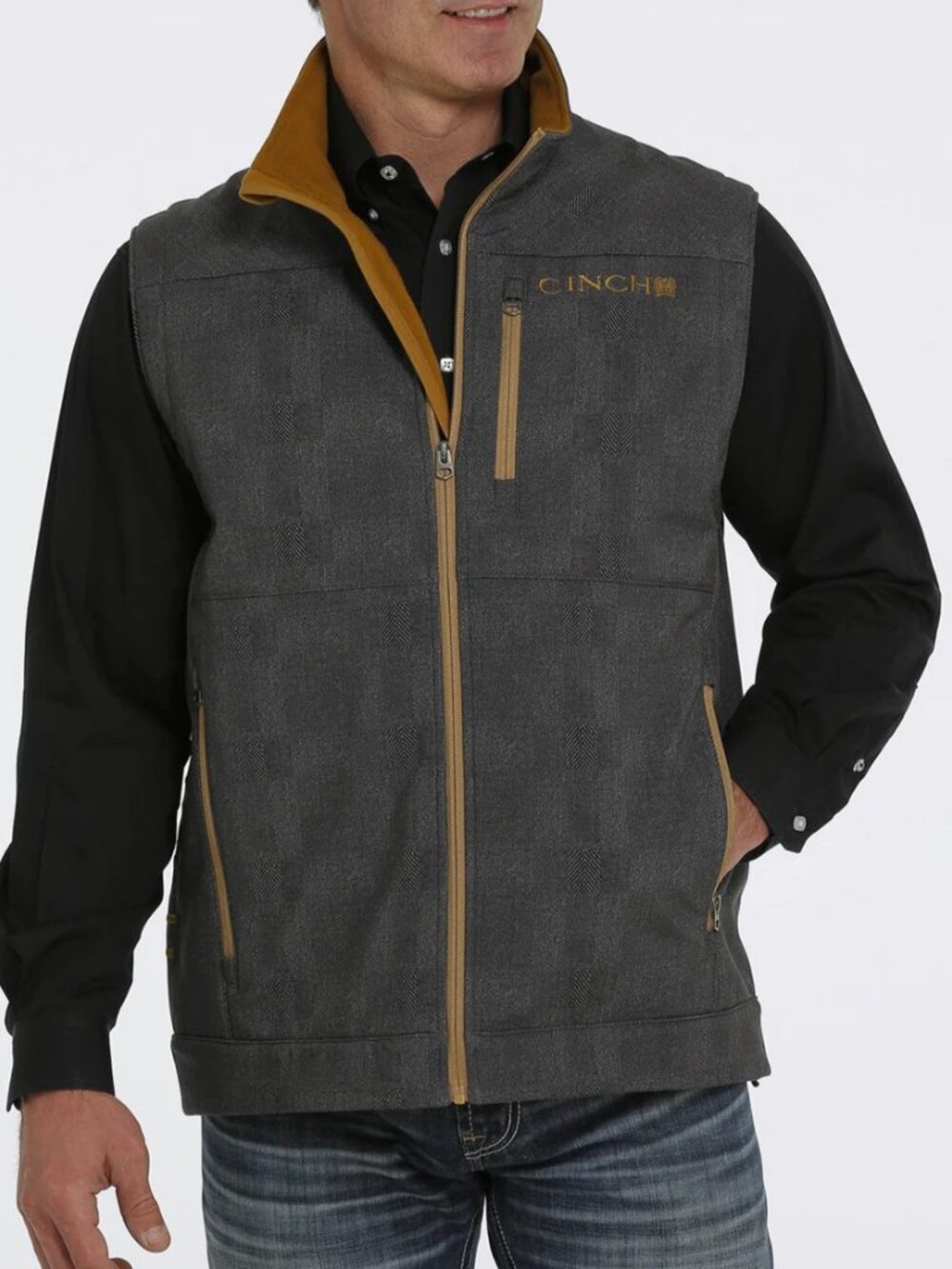Cinch Men's Size XL Charcoal Full Zip Conceal Carry Multi-Pocket Vest MWV1541006